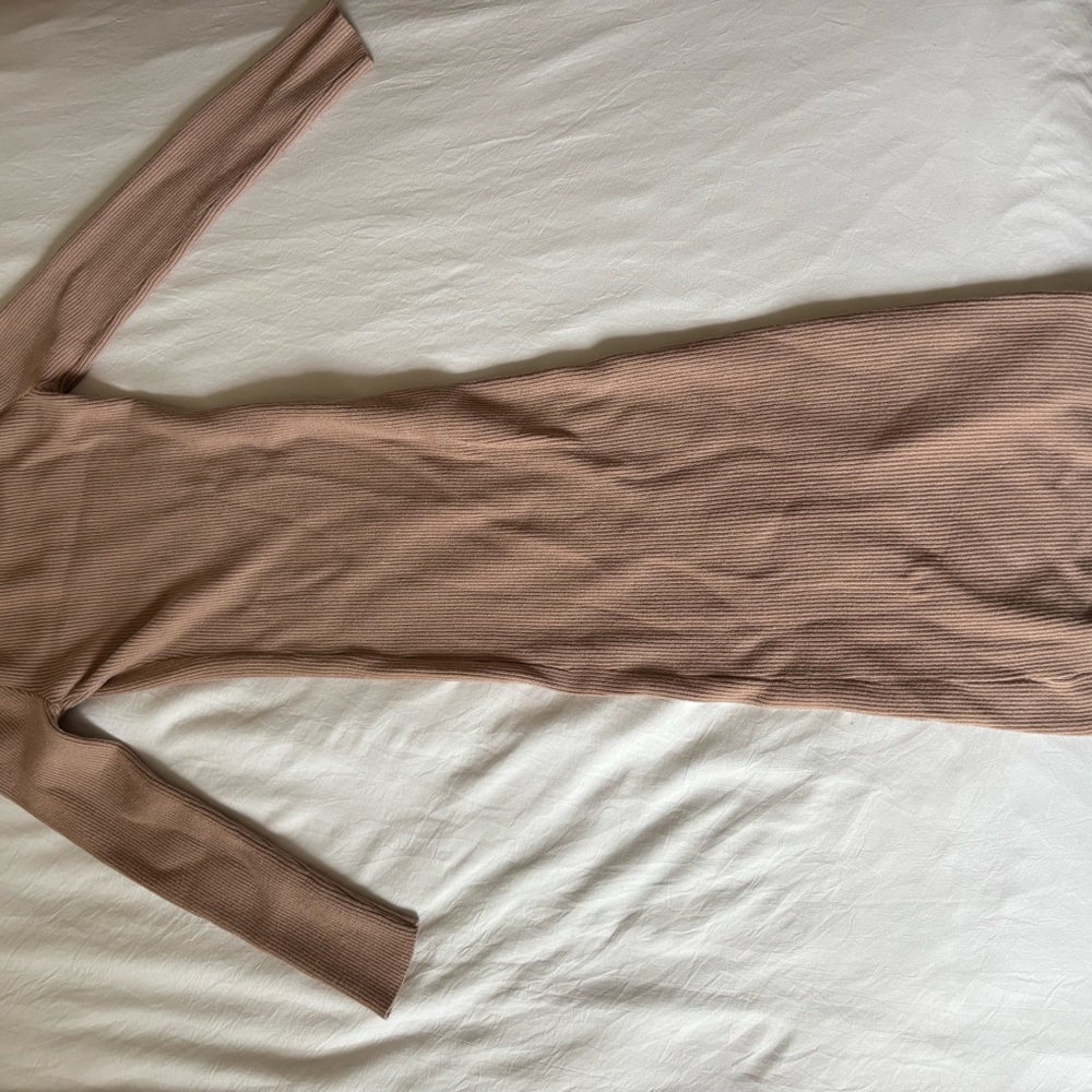 Long Sleeve Zippered Dress in Tan - Picture 3 of 3